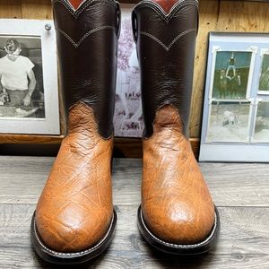 Larry Mahan exotic cognac elephant 11D mens cowboy boots